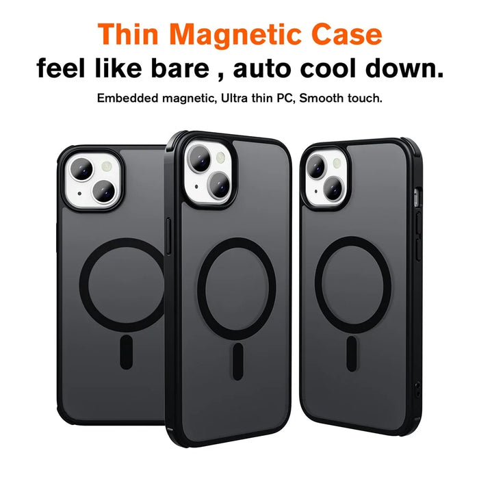 For iPhone 15 Plus Case Compatible with MagSafe TPU+PC Skin-Touch Phone Cover - Black - 7