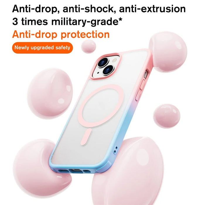 For iPhone 14 / 13 Magnetic Case Silky Touch TPU+PC Anti-Drop Phone Cover - Gradient Pink Blue - 2