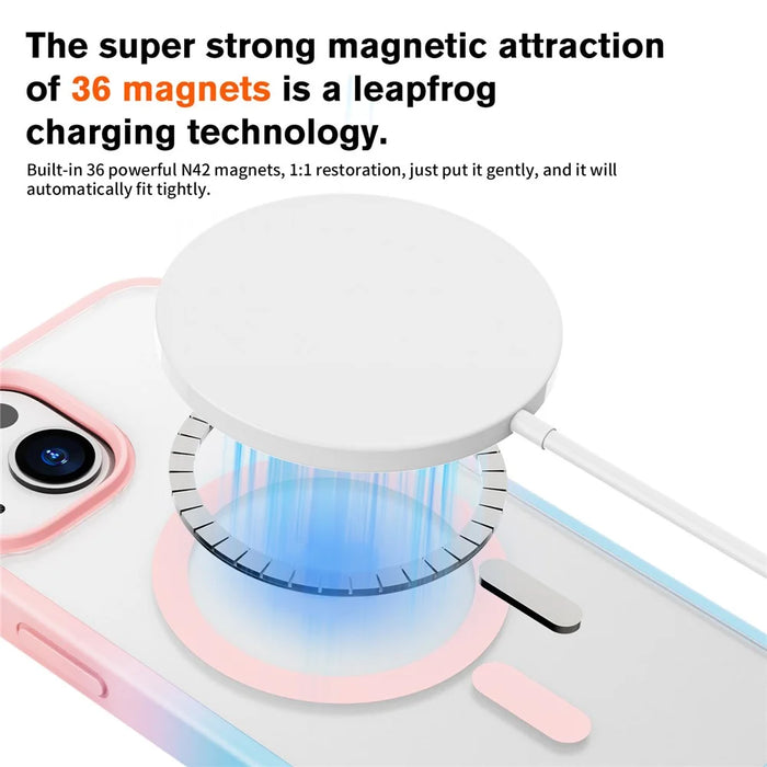 For iPhone 14 / 13 Magnetic Case Silky Touch TPU+PC Anti-Drop Phone Cover - Gradient Pink Blue - 3