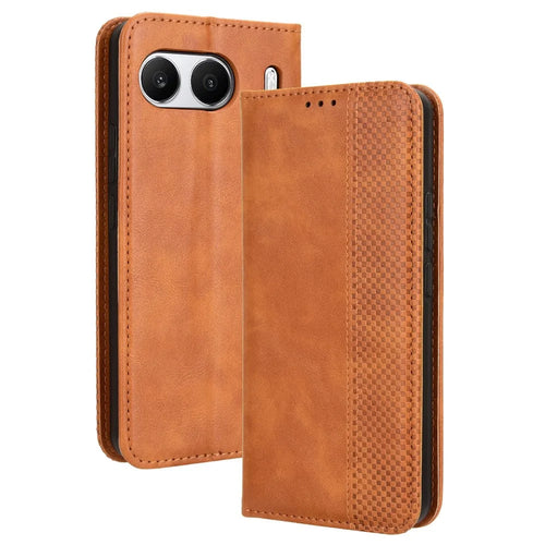 For OnePlus Nord 4 Leather Case Wallet Stand Retro Texture Phone Cover - Brown - 1