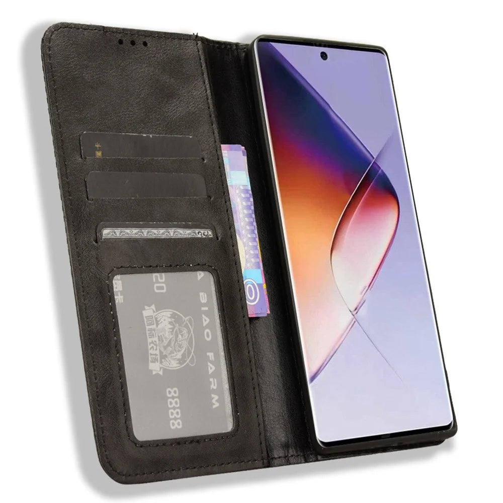 For Infinix Note 40 5G X6852 Wallet Case Magnetic Closing Leather Phone Cover - Black - 2