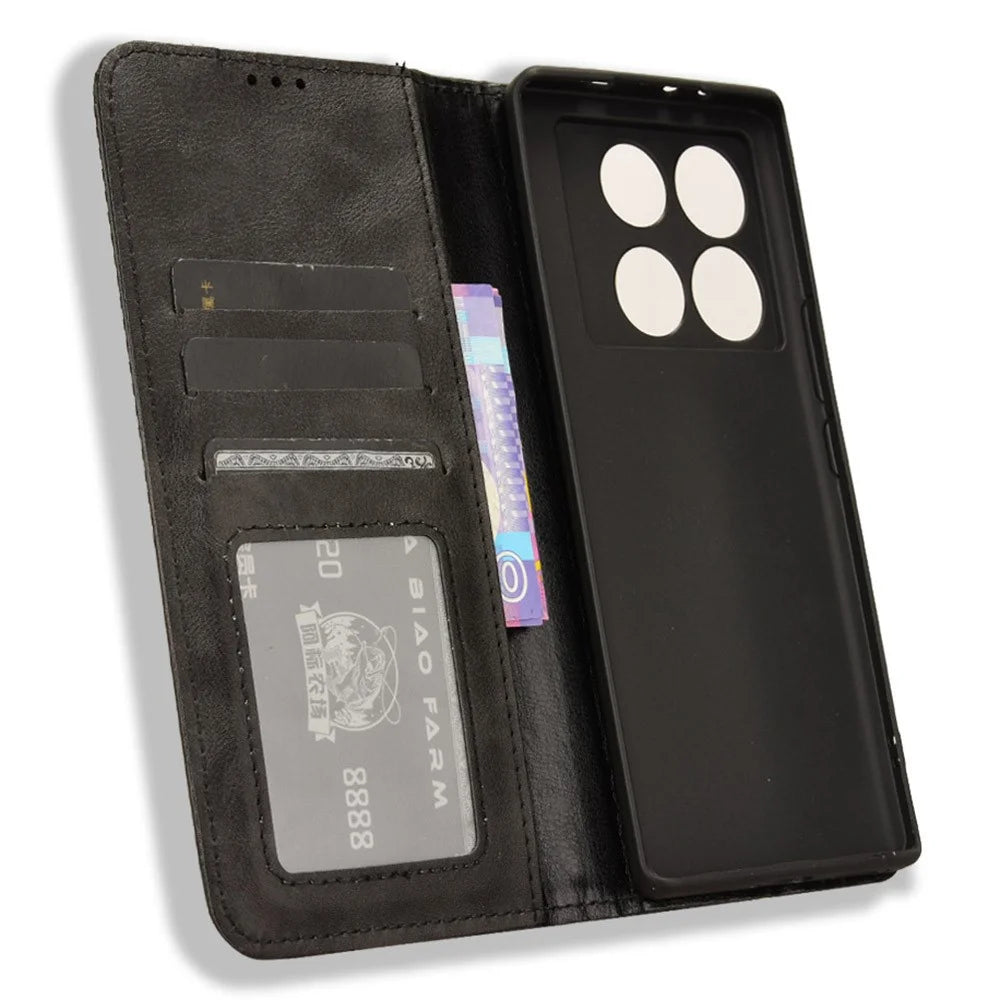 For Infinix Note 40 5G X6852 Wallet Case Magnetic Closing Leather Phone Cover - Black - 5