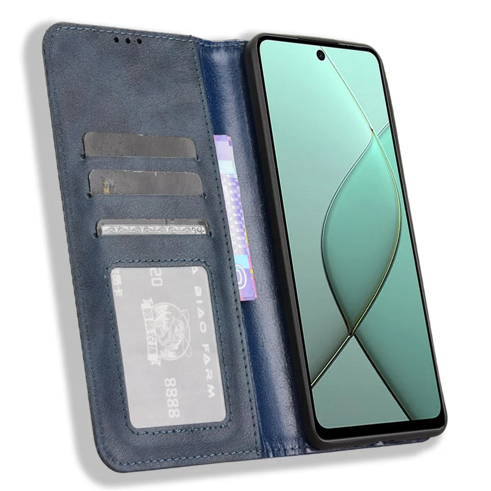 For TECNO Spark 20 Pro 5G KJ8 Case Retro Texture Leather Wallet Phone Cover - Blue - 2