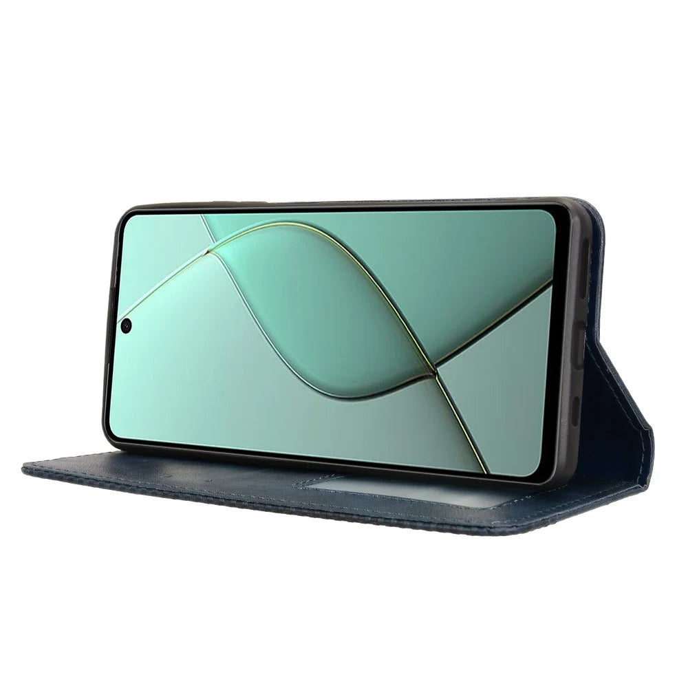 For TECNO Spark 20 Pro 5G KJ8 Case Retro Texture Leather Wallet Phone Cover - Blue - 3