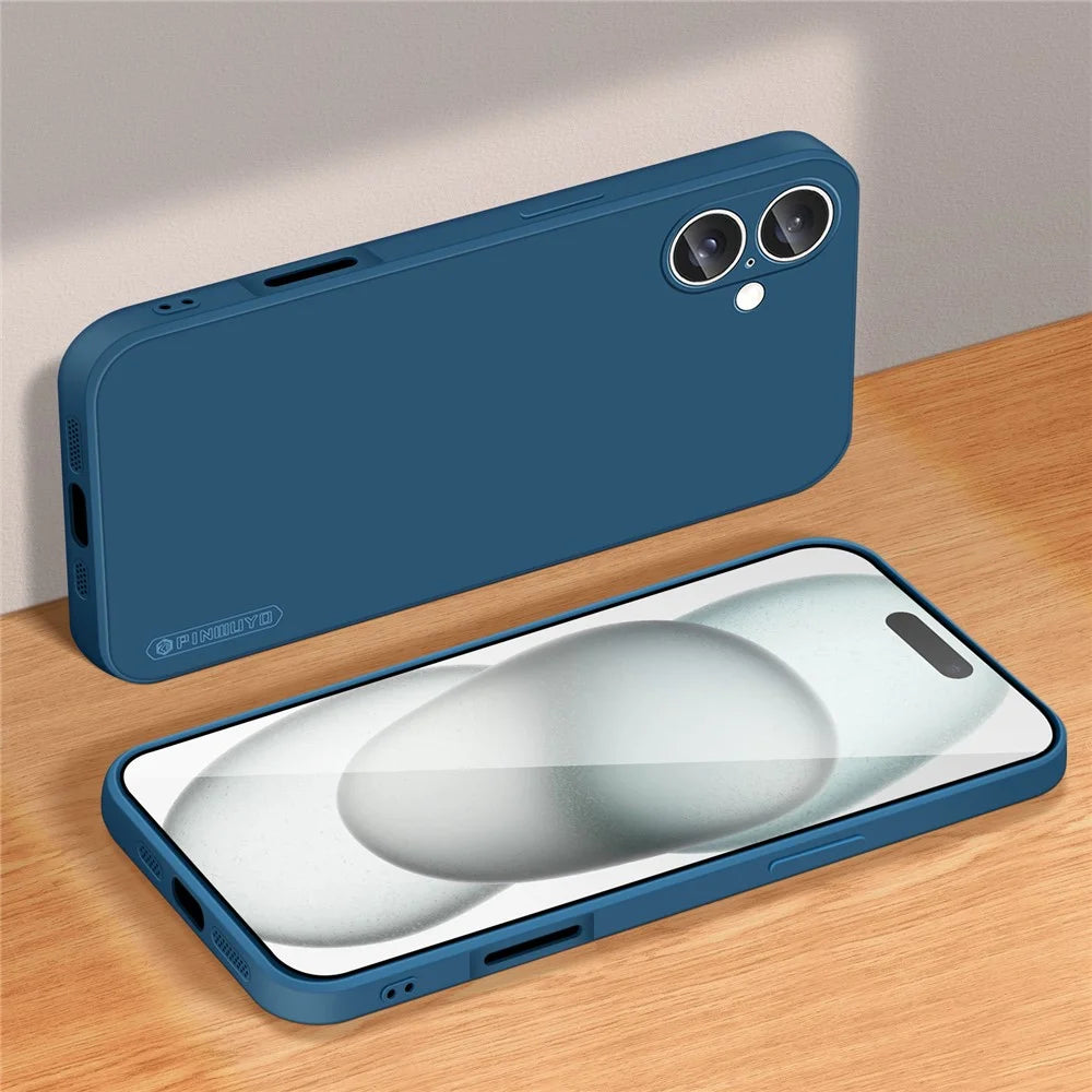PINWUYO JK Touching Series For iPhone 16 Plus Case Anti-Scratch Silky Touch TPU Phone Cover - Navy Blue - 3