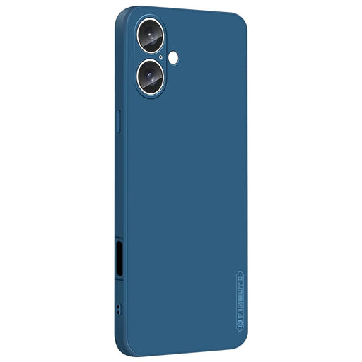 PINWUYO JK Touching Series For iPhone 16 Case Fiber Flocking Liner Soft TPU Phone Cover - Navy Blue - 1