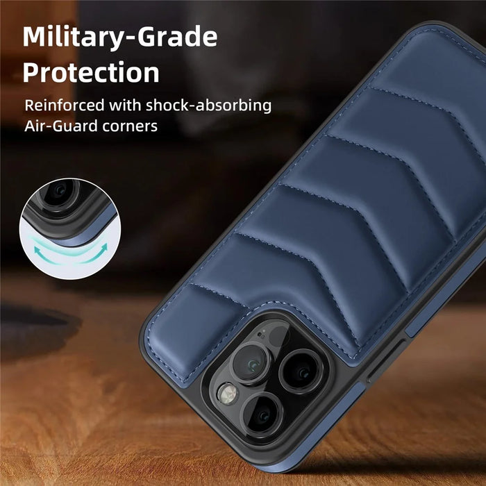 For iPhone 14 Pro Max Case Compatible with MagSafe RFID Blocking Card Slot Leather Back Cover - Blue - 4