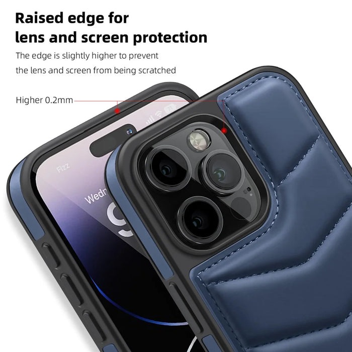 For iPhone 14 Pro Max Case Compatible with MagSafe RFID Blocking Card Slot Leather Back Cover - Blue - 7