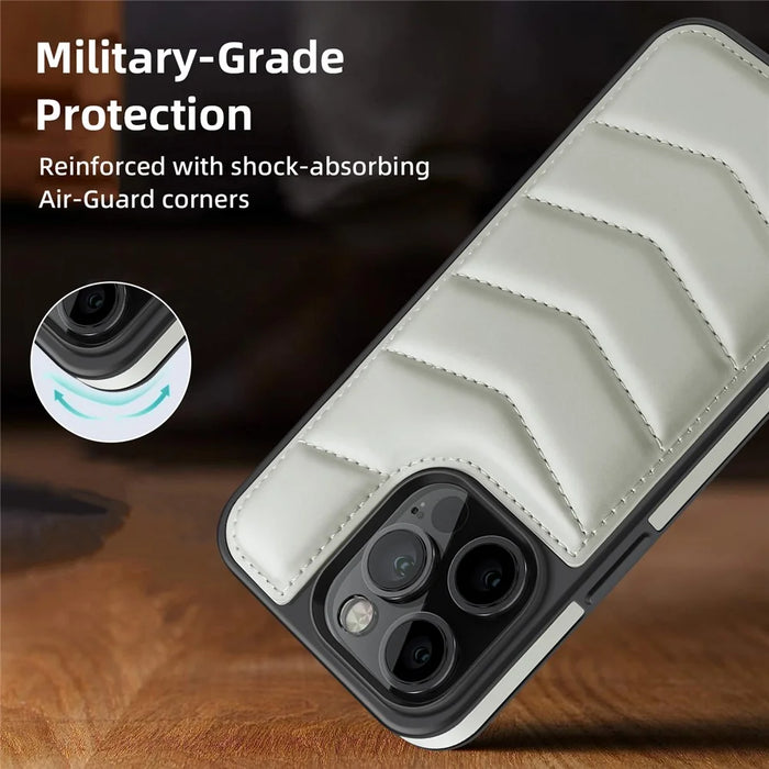 For iPhone 14 Pro Case Compatible with MagSafe RFID Blocking Card Slot Leather Back Cover - Grey - 4