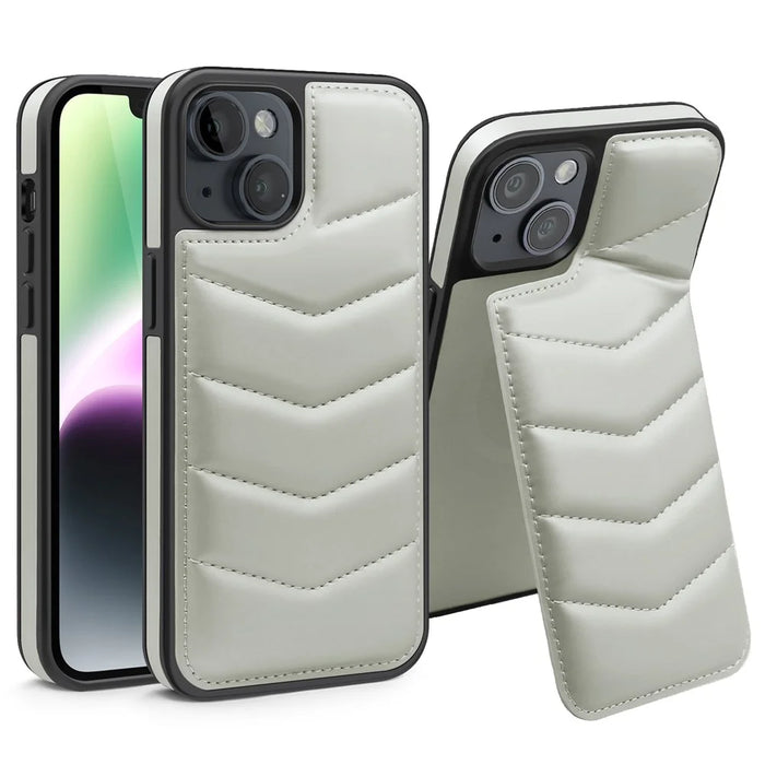 For iPhone 14 Case Case Compatible with MagSafe RFID Blocking Card Slot Leather Back Cover - Grey - 1