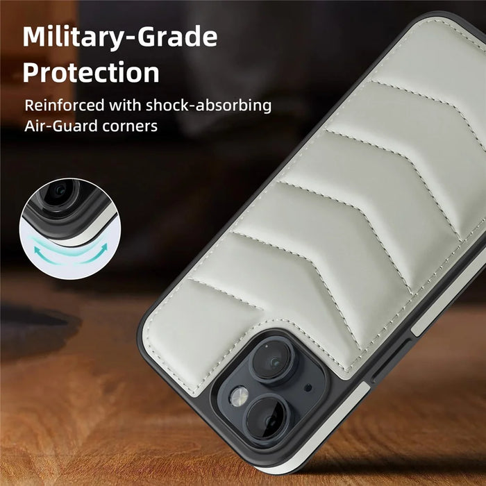 For iPhone 14 Case Case Compatible with MagSafe RFID Blocking Card Slot Leather Back Cover - Grey - 4