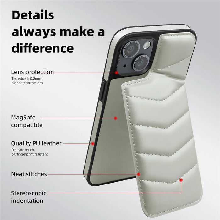 For iPhone 14 Case Case Compatible with MagSafe RFID Blocking Card Slot Leather Back Cover - Grey - 6
