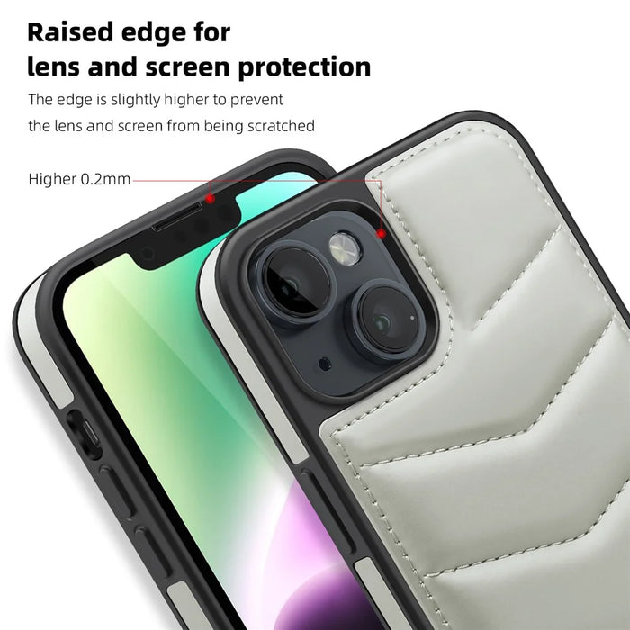 For iPhone 14 Case Case Compatible with MagSafe RFID Blocking Card Slot Leather Back Cover - Grey - 7