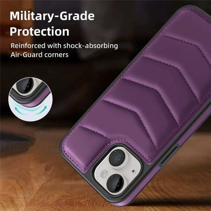 For iPhone 14 Plus Case Compatible with MagSafe RFID Blocking Card Slot Leather Back Cover - Purple - 4