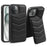 For iPhone 15 Case Card Slot Down Coat Kickstand Leather+TPU Magnetic Phone Cover - Black - 1