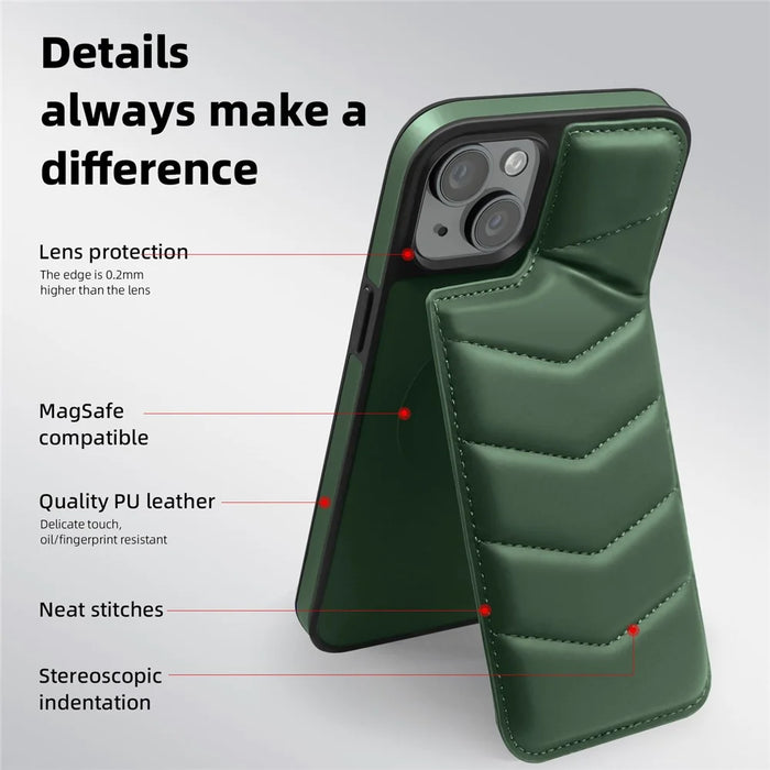 For iPhone 15 Plus Case Compatible with MagSafe RFID Blocking Card Slot Kickstand Phone Cover - Green - 6