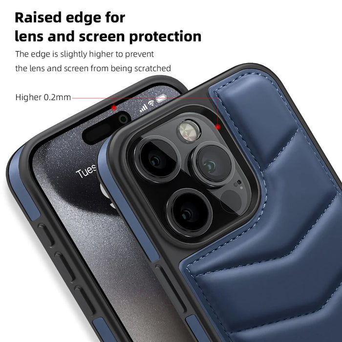 For iPhone 15 Pro Case Compatible with MagSafe RFID Blocking Card Slot Leather Back Cover - Blue - 7