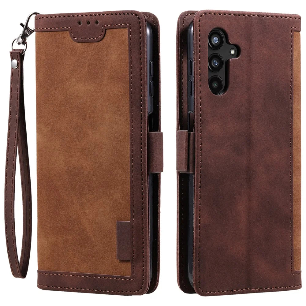 For Samsung Galaxy A16 5G / A16 4G Wallet Case RFID Blocking Stand Leather Phone Cover - Brown - 1