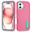 For iPhone 16 Case PC+Silicone+EVA Kickstand Drop-Proof Phone Cover - Rose+Light Cyan - 1