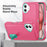 For iPhone 16 Case PC+Silicone+EVA Kickstand Drop-Proof Phone Cover - Rose+Light Cyan - 6