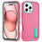 For iPhone 16 Pro Case PC+Silicone+EVA 3-in-1 Protective Phone Cover with Kickstand - Rose+Light Cyan - 1