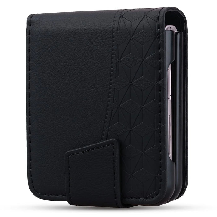 For Samsung Galaxy Z Flip7 FE 5G / Z Flip6 5G Case Rhombus Pattern Leather Phone Cover - Black - 6