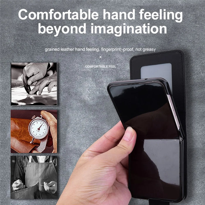 For Samsung Galaxy Z Flip7 FE 5G / Z Flip6 5G Case Rhombus Pattern Leather Phone Cover - Black - 7