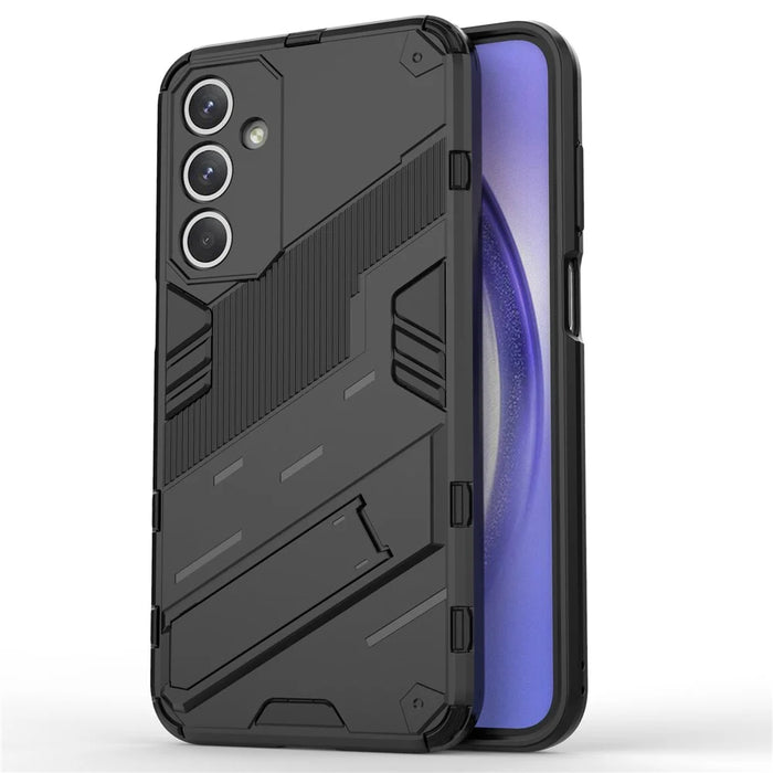 For Samsung Galaxy M35 5G Case PC+TPU Shockproof Phone Cover with Kickstand - Black - 1