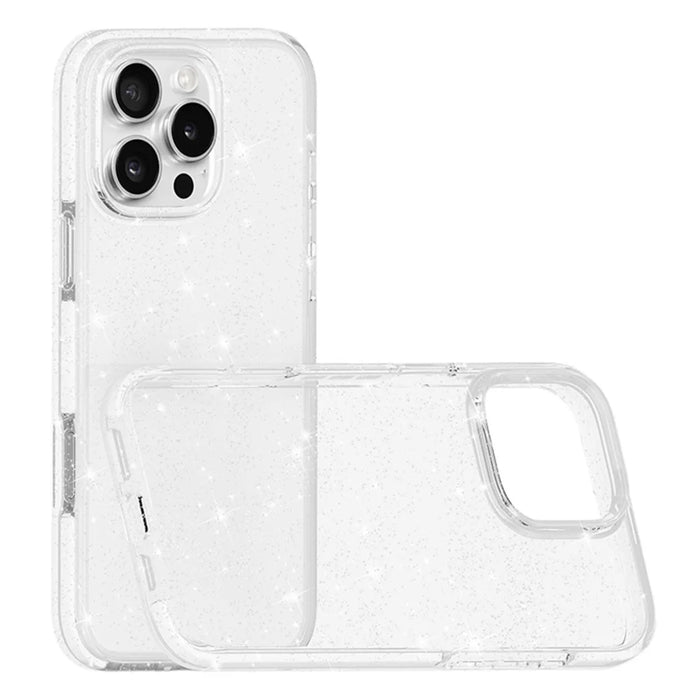 For iPhone 16 Pro Max Glitter Case PC Back TPU+TPE Frame Bling Sparkle Shockproof Cover - 3