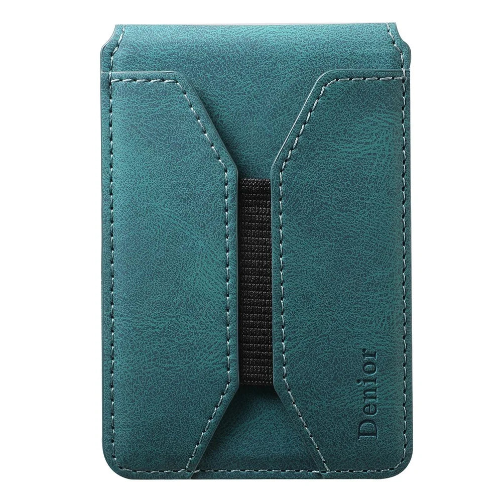 DENIOR V11 Magnetic Card Holder V-Shape Design Skin-Touch Leather Phone Card Bag - Green - 2