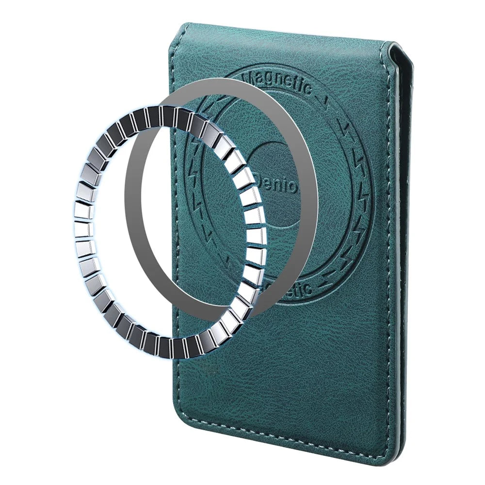 DENIOR V11 Magnetic Card Holder V-Shape Design Skin-Touch Leather Phone Card Bag - Green - 5