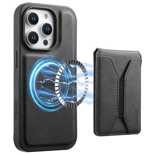 DENIOR D17 For iPhone 15 Pro Max Case Compatible with MagSafe Card Bag Phone Cover - Black - 1