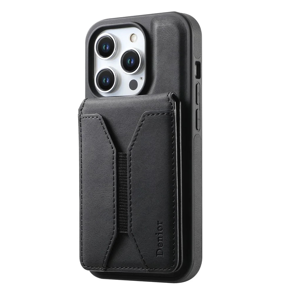 DENIOR D17 For iPhone 15 Pro Max Case Compatible with MagSafe Card Bag Phone Cover - Black - 2