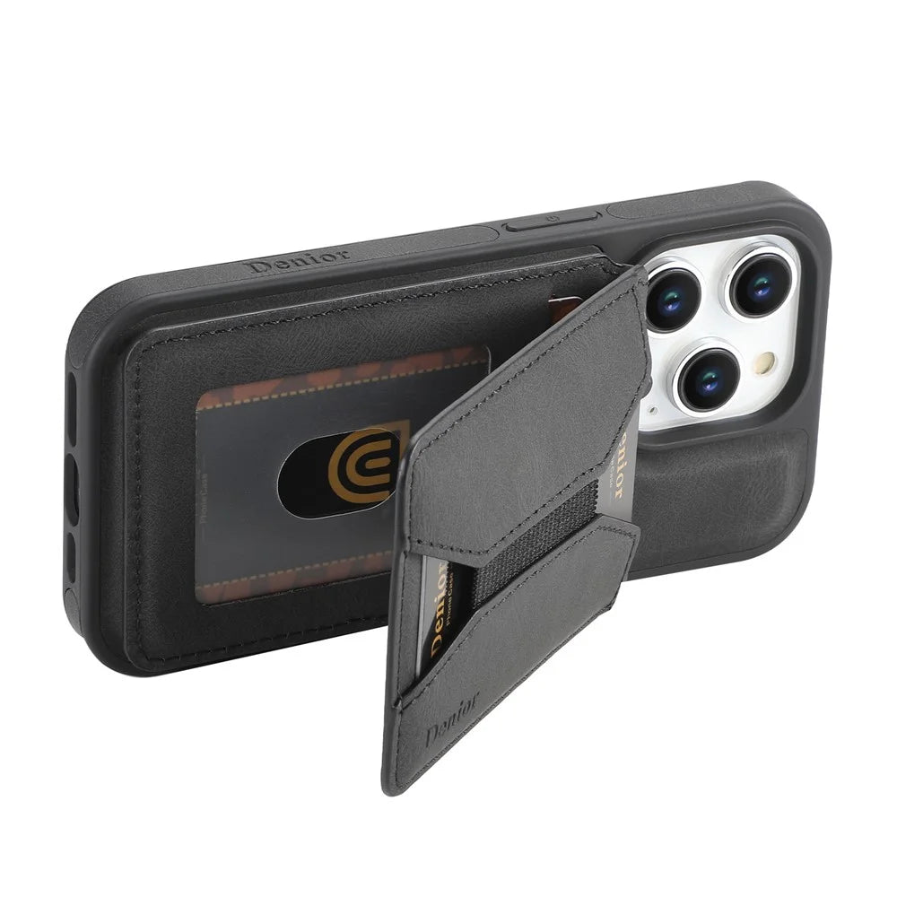 DENIOR D17 For iPhone 15 Pro Max Case Compatible with MagSafe Card Bag Phone Cover - Black - 4