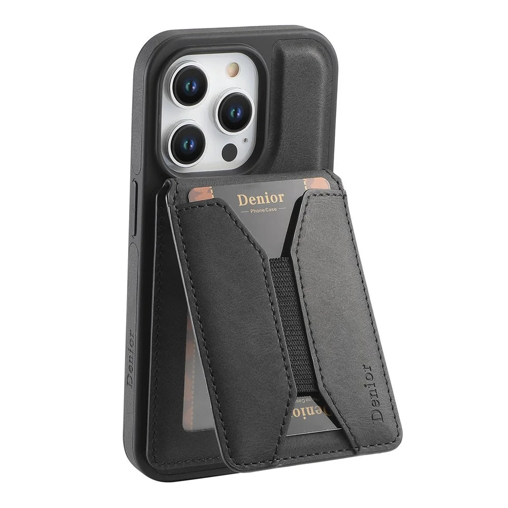 DENIOR D17 For iPhone 15 Pro Max Case Compatible with MagSafe Card Bag Phone Cover - Black - 5