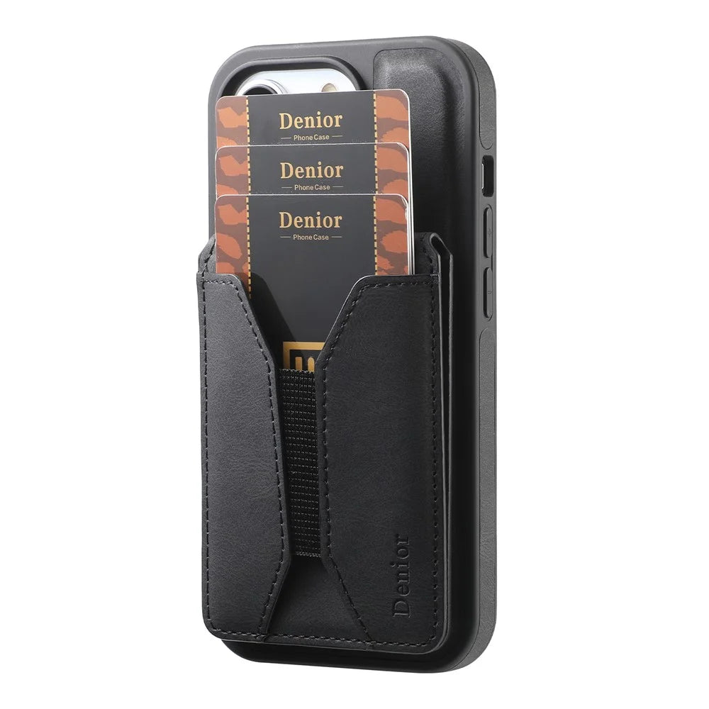 DENIOR D17 For iPhone 15 Pro Max Case Compatible with MagSafe Card Bag Phone Cover - Black - 7