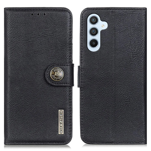 KHAZNEH For Samsung Galaxy M35 5G Wallet Case Cowhide Texture Leather Flip Phone Cover - Black - 1