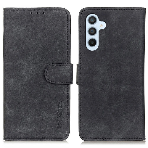KHAZNEH For Samsung Galaxy M35 5G Case Retro PU Leather Wallet Stand Phone Cover - Black - 1