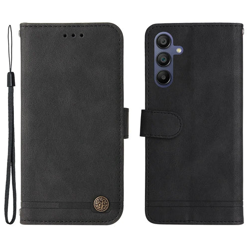 For Samsung Galaxy A18 5G / A18 4G / A17 5G / A17 4G / A26 5G / A16 5G / A16 4G Leather Wallet Cases Skin Touch Phone Cover Stand with Strap - Black - 1