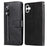 For Samsung Galaxy A06 4G Case Zipper Wallet Calf Texture PU Leather Phone Cover - Black - 1