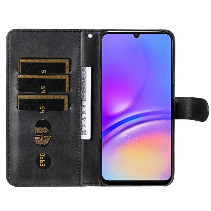 For Samsung Galaxy A06 4G Case Zipper Wallet Calf Texture PU Leather Phone Cover - Black - 2