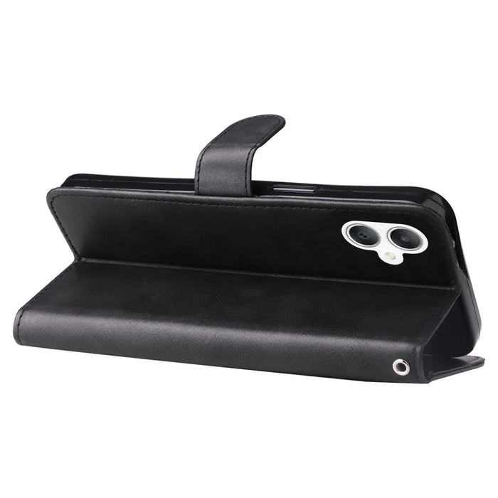 For Samsung Galaxy A06 4G Case Zipper Wallet Calf Texture PU Leather Phone Cover - Black - 4