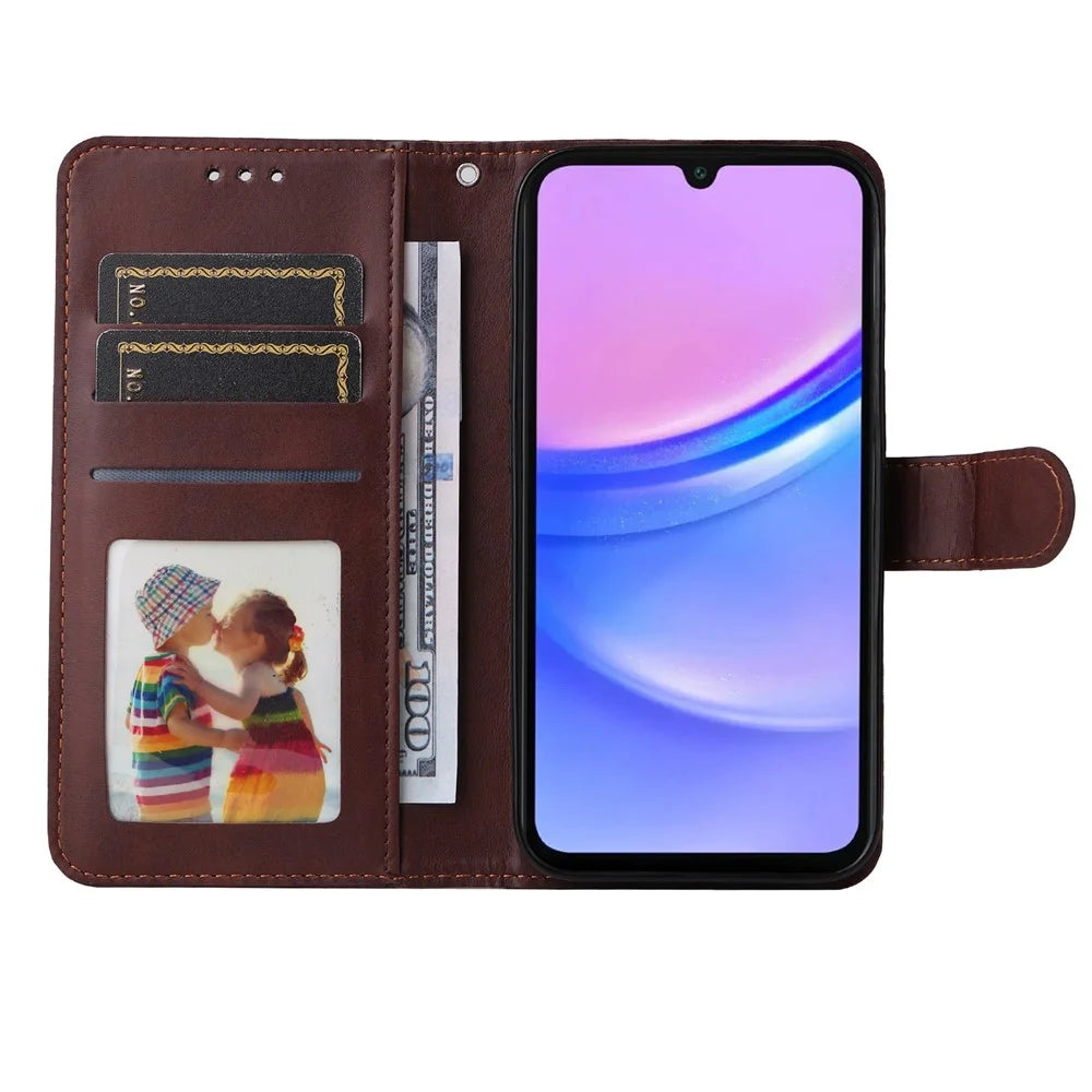 For Samsung Galaxy A18 5G / A18 4G / A17 5G / A17 4G / A26 5G / A16 5G / A16 4G Case PU Leather Phone Cover with Cash  /  Card Slots - Brown - 2