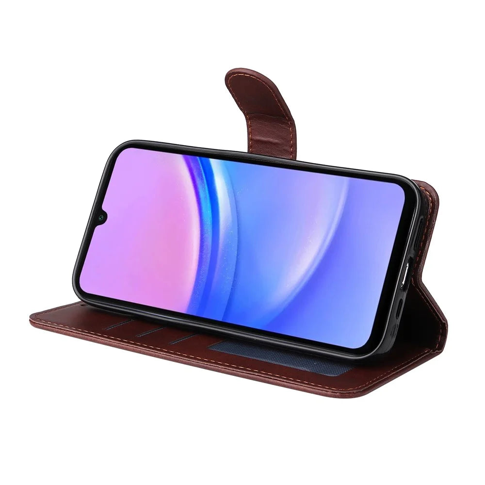 For Samsung Galaxy A18 5G / A18 4G / A17 5G / A17 4G / A26 5G / A16 5G / A16 4G Case PU Leather Phone Cover with Cash  /  Card Slots - Brown - 3
