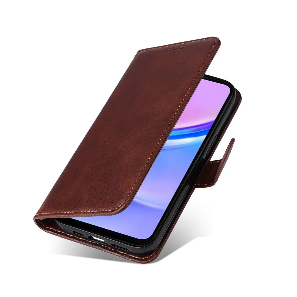 For Samsung Galaxy A18 5G / A18 4G / A17 5G / A17 4G / A26 5G / A16 5G / A16 4G Case PU Leather Phone Cover with Cash  /  Card Slots - Brown - 4