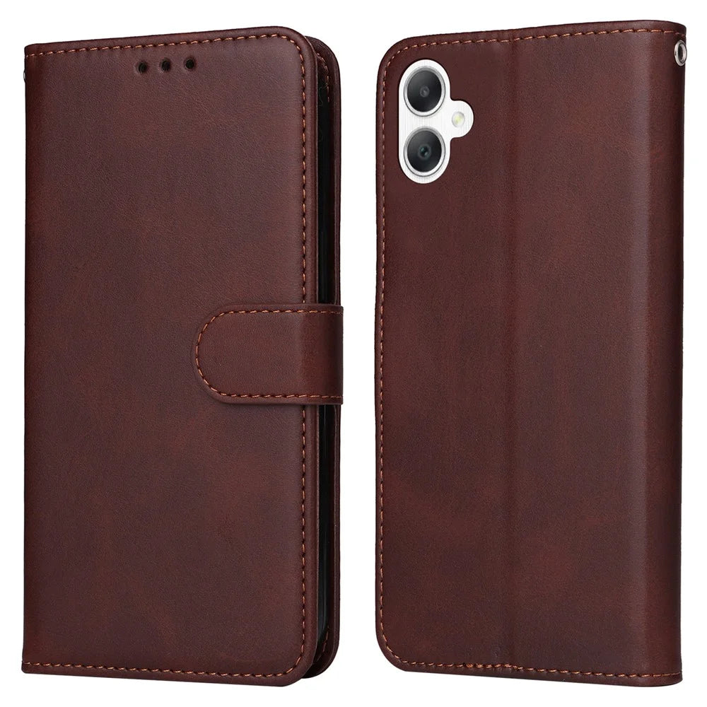 For Samsung Galaxy A06 4G Case PU Leather Phone Cover with Cash  /  Card Slots - Brown - 1
