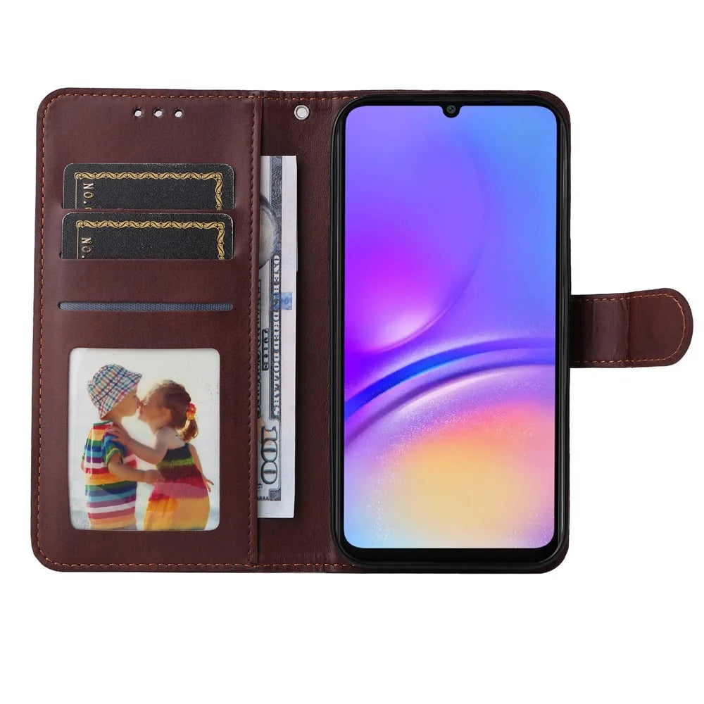 For Samsung Galaxy A06 4G Case PU Leather Phone Cover with Cash  /  Card Slots - Brown - 2