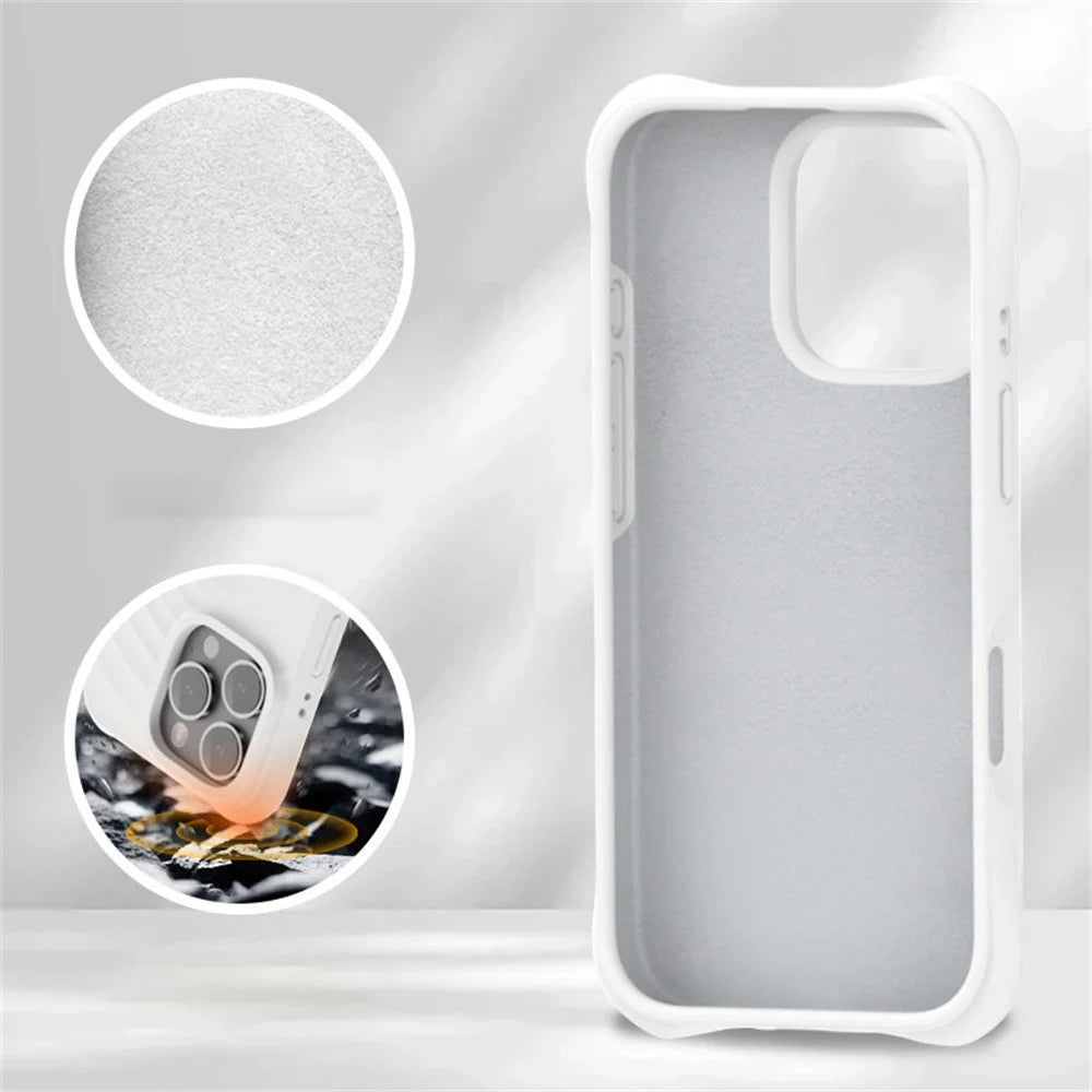 For iPhone 16 Pro Case Compatible with MagSafe PC+Liquid Silicone Phone Cover Ripple Texture - White - 3