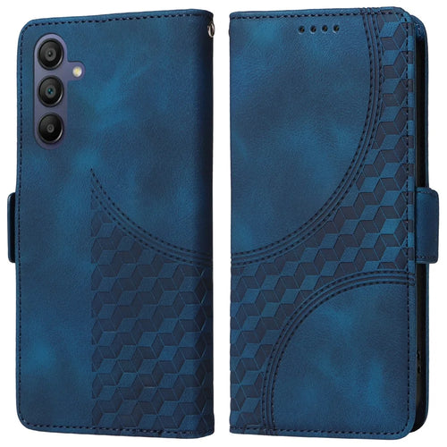 For Samsung Galaxy A18 5G / A18 4G / A17 5G / A17 4G / A26 5G / A16 5G / A16 4G Case PU Leather Phone Cover Rhombus Starry Imprinted - Blue - 1