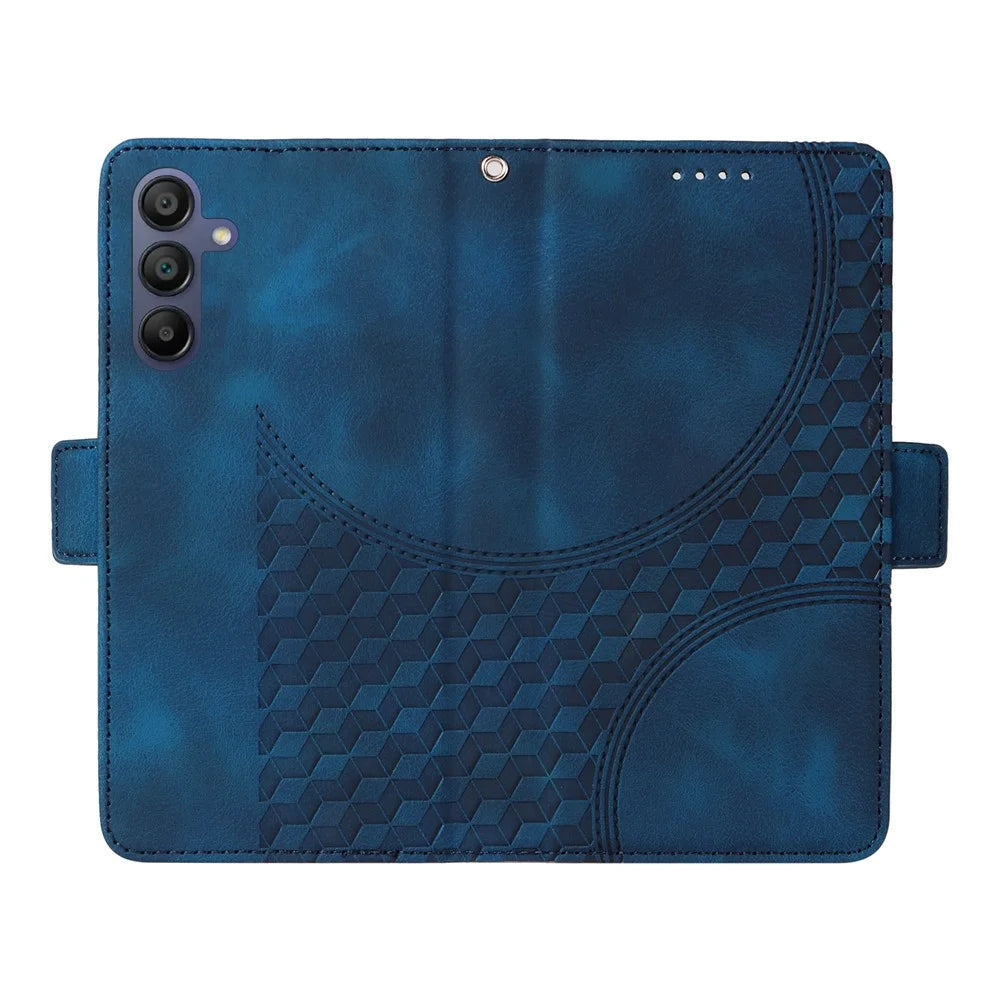 For Samsung Galaxy A18 5G / A18 4G / A17 5G / A17 4G / A26 5G / A16 5G / A16 4G Case PU Leather Phone Cover Rhombus Starry Imprinted - Blue - 5